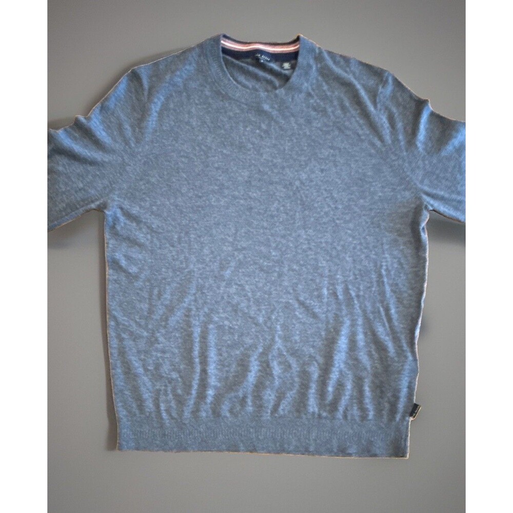 Ted Baker Men's Gray Crew Neck Pullover Knit Sweater Logo Wool Blend Size 6 GUC